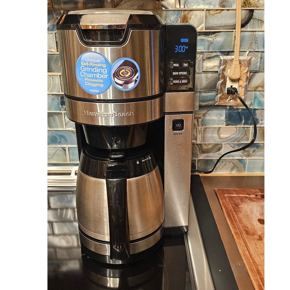 Hamilton Beach Grind and Brew Coffee Maker 45501 Stainless Thermal Carafe 10 Cup